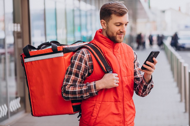 food delivery software used by a delivery man